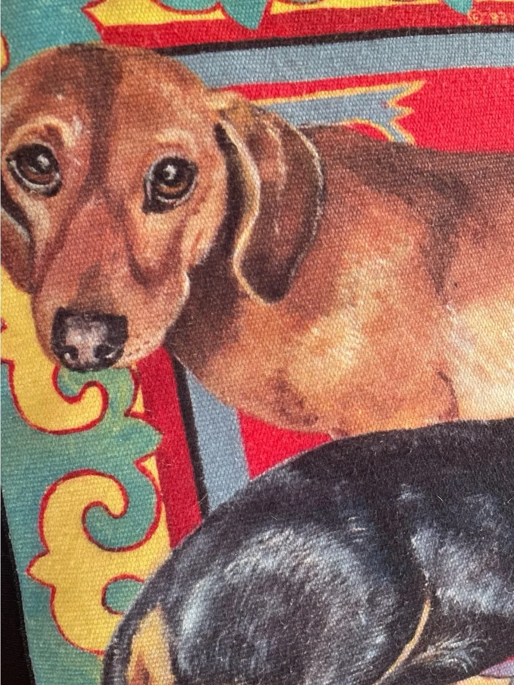 Vintage dachshund pillow, custom-made, pillow insert is new, cover washed